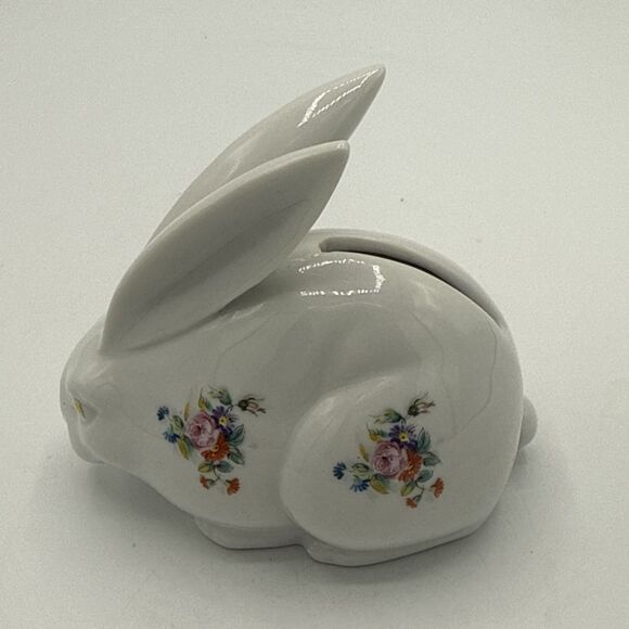 Vintage Winrose Collection Floral Long Ear Bunny Rabbit Bank Small 4.5”x4” - Picture 6 of 15